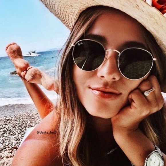 Model Display RayBan Round Metal Green G15 Lens RB3447 - Picture 17 of 17